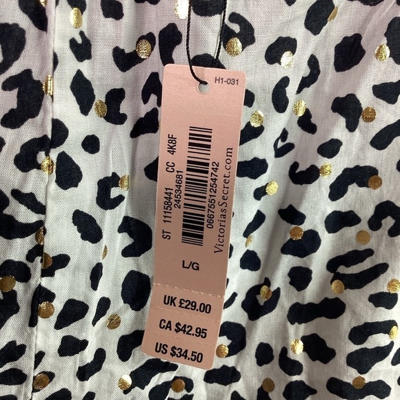 VICTORIA SECRET SIZE L PINK GOLD LACE LEOPARD SHORTS SEXY SLEEP UNDERWEAR - Picture 10 of 11